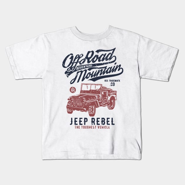 Off Road Mountain Adventure Kids T-Shirt by JakeRhodes